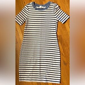 Gap T-Shirt Dress Supima Cotton Modal Grey Navy Stripe EUC Women's Small